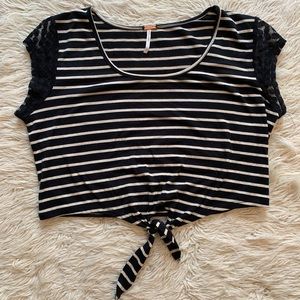 Poof- Cropped tie-front shirt